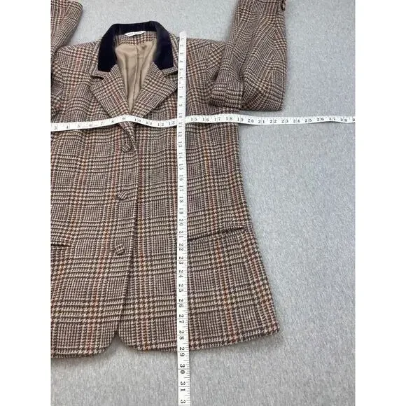 Laura Ashley Blazer Womens 8 (UK 10) Plaid 100% Wool 3-Button Jacket Vintage - Picture 8 of 10